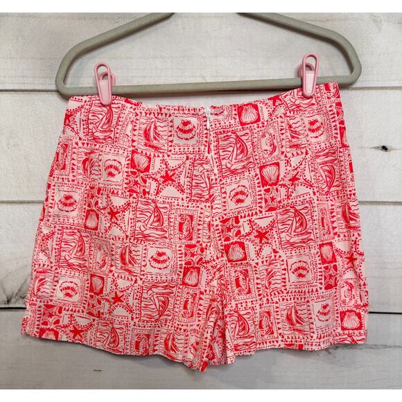 Lilly Pulitzer Sz 10 Skort Red White Seashell Print Preppy Vacation Summer - Picture 2 of 7